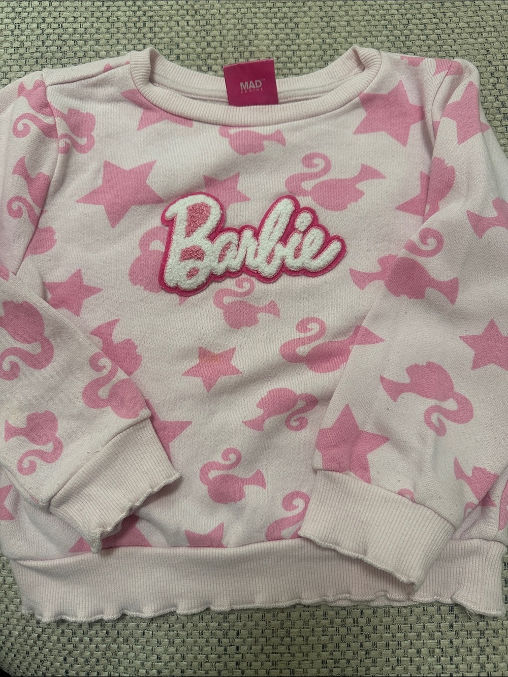 Barbie Light Pink Logo Appliqué Sweatshirt. Size 5t